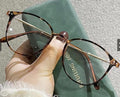 RedNote Style of Photochromic Glasses Women Retro Cold Tea Anti-Blue Plano Bare Face Street Snap Frame Glasses