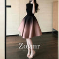 Summer Chanel-Style Elegant Short Sleeve Gradient Skirt Set