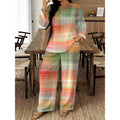 Women's Ethnic Retro Plus Size Long Sleeve V-Neck Printed Drapey Top Set 2026 - 1