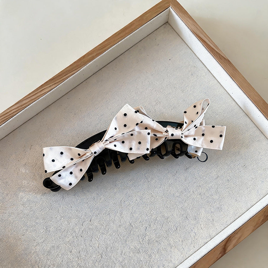 Polka Dot Bow Acrylic Hair Clip - view 8