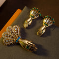 Vintage Accessory Premium vintage Gold of Hand Stud Western Retro Book Style Brooch Set Accessory