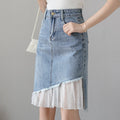 Spring-Summer Slimming Lace High Waist Patchwork Mid-Length Long Skirt