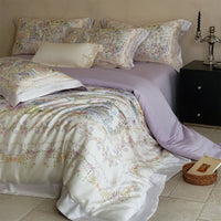 Jian Nai Purple / 1.5m Bed - 4-Piece Flat Sheet - Fits 200x230cm Duvet