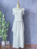 Women's Summer Ethnic Sleeveless Asymmetric Fringe Skirt + Top Set 2026 - C25359
