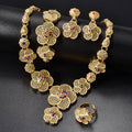 Overseas Bestseller Dubai 18K Gold Flower Huawei Beauty Necklace Earrings Set Ring Bracelet Set Style Knot Wedding Banquet Jewelry Set