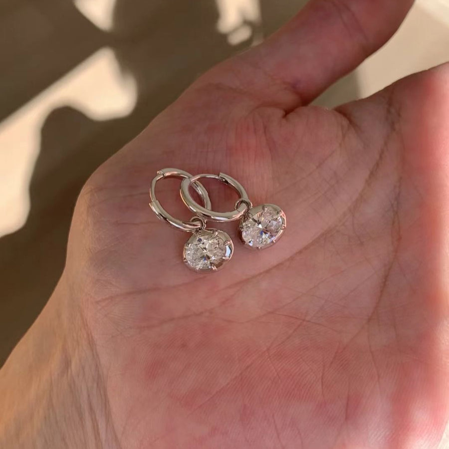 Korean Round Zircon Clip-On Hoop Earrings - view 2