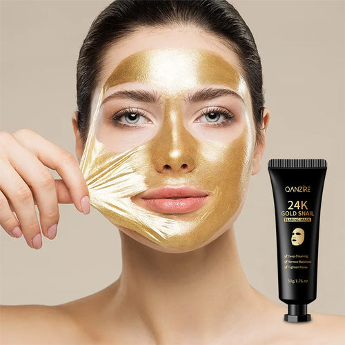 跨境24K金箔Peel mask蜗牛撕拉面膜去黑头深层清洁收缩毛孔面膜
