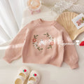 Girls' Bunny Embroidery Knit Pullover Sweater