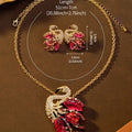 Vintage Accessory Premium Tweed Full Diamond Flamingo Stud Light Luxury Elegant Necklace vintage Accessory Set
