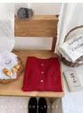 Women's Fall-Winter Retro Embroidered Knit Long Sleeve Crew Neck Sweater + Cardigan + - White