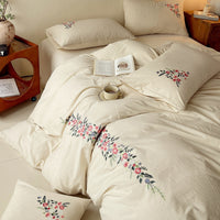 Evening Breeze Flower Talk / 1.5m Bed - 4-Piece Flat Sheet - Fits 200x230cm Duvet