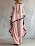 Women's Summer Casual Fashion Batwing Sleeve Loose 2-Piece Set 2026 - Pink