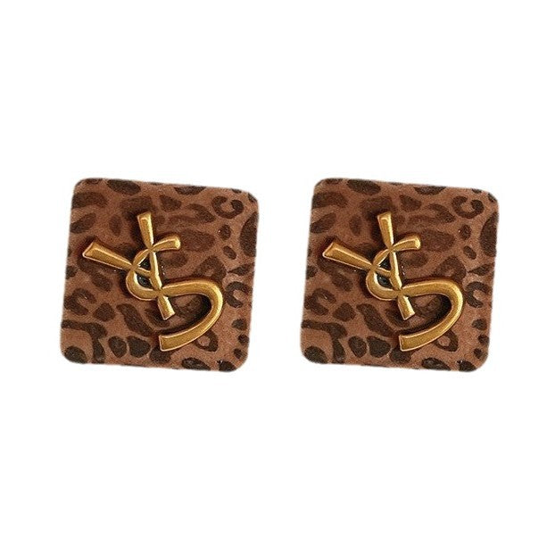 Vintage Leopard Print Stud Earrings - view 4
