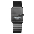 2026 New Square Unisex Creative No Hand Simple Retro Watch Women Date Steel Band Cross-Border Hit Lot