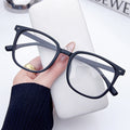 New RedNote Style of Retro Square Frame Photochromic Plano Fashionable Trendy Unisex Anti-Blue-Light Myopia Glasses