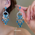 French Elegant Rhinestone Butterfly Stud Earring Necklace Set Imperial Breeze Tassel Light Luxury Premium Accessory Set Wholesale