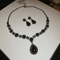 French Imperial Breeze Rhinestone Flower Teardrop Necklace Set Fashionable Clavicle Chain Light Luxury Premium Necklace Women