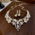 Western Statement Rhinestone Geometric Teardrop Necklace Set Fashionable Exquisite Clavicle Chain Light Luxury Premium Necklace