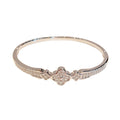 Western Trendy Clover Bangle Fashionable Burst Sparkle Cubic Zirconia Flower Hand Jewelry Starry Sky Design Premium Bracelet Women