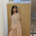 Summer Korean Artistic Ramie Mini Flutter Sleeve Stand Collar Diagonal Placket Lightweight Shirt