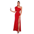 Women's One-Shoulder Sequin Sexy Classic Evening Gown Banquet