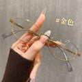 Beesfen 30920Y Premium Bare Face Book Nerd Glasses Clear Cold Feel Ultra-Light Pure Titanium Cat-Eye Glasses Frame Wholesale
