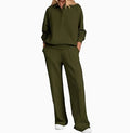 Casual Fashion Long Sleeve Lapel Collar Wide Leg Pants + Top Set