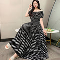 Rayon Floral Off-Shoulder Elastic Waist Bohemian Beach Dress