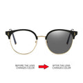 RedNote Style of Cold Tea Plano Fashionable Half-Rim Anti-Blue-Light Photochromic Glasses Retro Oval Round Glasses Frame