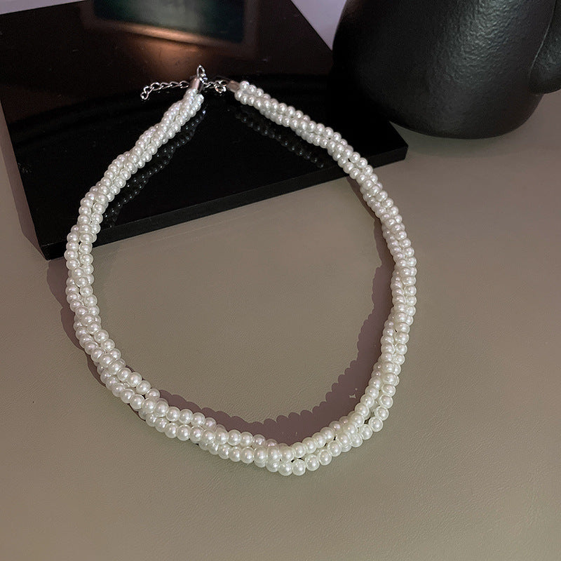 French Multi-Layer Pearl Necklace - view 5
