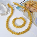Overseas Statement Versatile Simple Rope Chain Real Sky Keep Color Plated Gold Twist Necklace Bracelet Set Hip-Hop