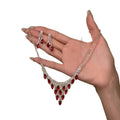 Neck Room Luxury Retro Red Color Cubic Zirconia Necklace Banquet Premium Clavicle Chain Accessory Women Design Detail Niche
