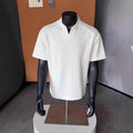 Mens V-Neck Short Sleeve T-Shirt - Retro High Street Fashion Solid Color Top
