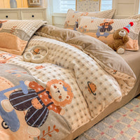Skateboard Lion / 0.9m Bed - 3-Piece Flat Sheet - Fits 150x200cm Duvet