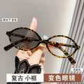 Light Feel Photochromic Prescription Glasses Anti-Blue Influencer Overseas Small-Frame Burst Book Nerd Frame Premium Elegant Prescription Sunglasses