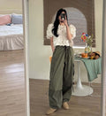 Summer Korean Youthful Puff Sleeve Cropped Shirt