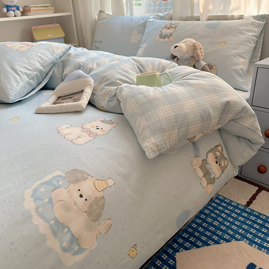Creamy Cat Floral Print Cotton 4-Piece Bedding Set - view 5