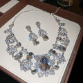 Provence Gilded Ball Rhinestone Flower Necklace Set Light Luxury Niche Clavicle Chain Banquet Party Necklace