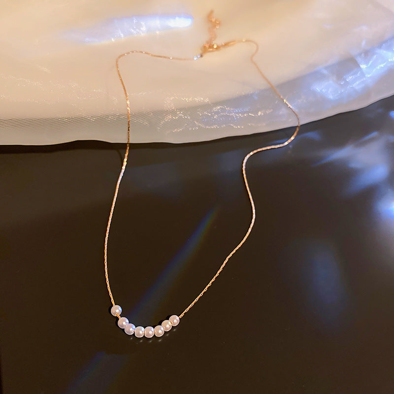 Gold-Plated Teardrop Zircon Pearl Necklace - view 9