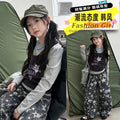 Girls' Faux Layered Long Sleeve Tee Camo Star Pants Set
