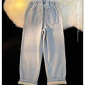 Fall-Winter Petite Lined Elastic Wide Leg Straight Leg Pants