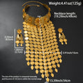 Dubai Luxury Statement Long Fringe Gold Jewelry Four Leaf Clover Flower Gold Plated Necklace Earrings Set Middle East Bestseller