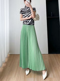 Summer Fashion Slimming High Waist Pleated Swing Loose Wide Leg Pants + Pants