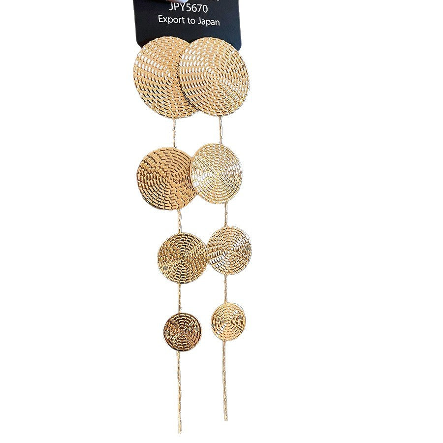 Gold Flower Geometric Tassel Earrings - view 5