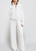 Casual Fashion Long Sleeve Lapel Collar Wide Leg Pants + Top Set