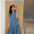 Summer Korean Artistic Ramie Mini Flutter Sleeve Stand Collar Diagonal Placket Lightweight Shirt