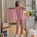 Women's Summer Japanese Short Sleeve Cardigan + Pants 3-Piece Set 2026 - 3-Piece Set Cardigan Apricot
