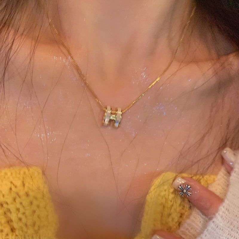 Stainless Steel Letter Pendant Necklace - view 11