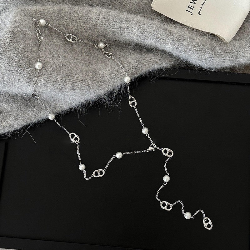 French Layered Glass Pearl Necklace - view 7