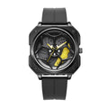 New Square Mens Watch Wheel Hub Rotation Motion Quartz Watch Overseas Hot Sale Fashionable Silicone Band Sports Waterproof Watch